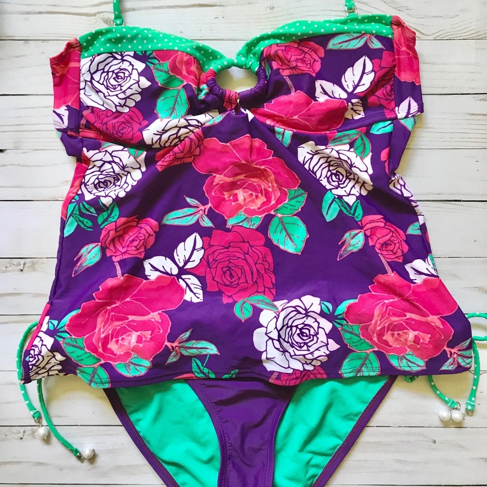 💵5 FOR $25💵 Candies Floral Rose Tankini Bikini